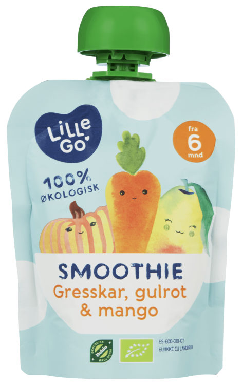 Smoothie Gresskar/Gulrot/Mango 90g Lillego