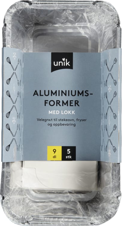 Aluminiumsform m/Lokk 0,9l 5pk Unik