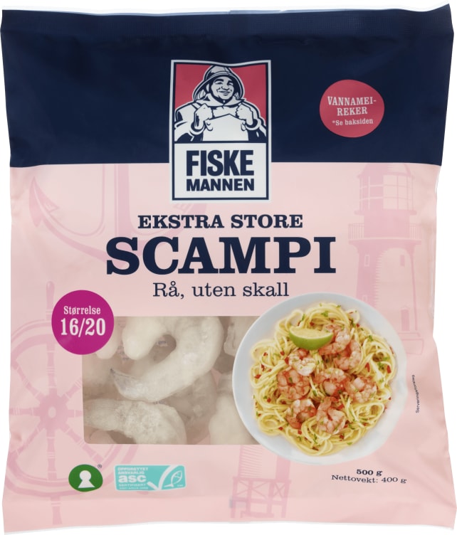 Scampi Asc Rå u/ Skall 16/20 400g Fm