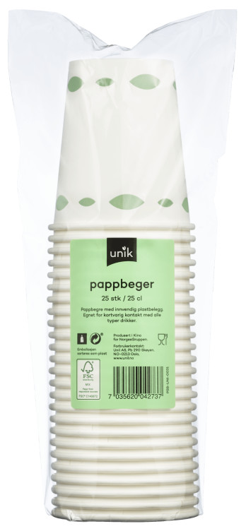 Pappbeger Caffe Latte 25cl 25stk Unik