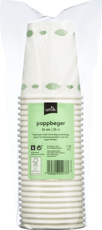 Pappbeger Caffe Latte 25cl 25stk Unik