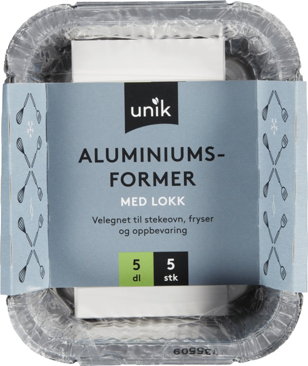 Aluminiumsform m/Lokk 0,5l 5pk Unik