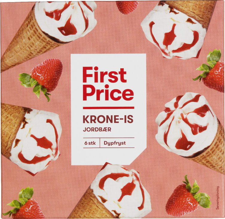 Krone-Is Jordbær 6stk First Price