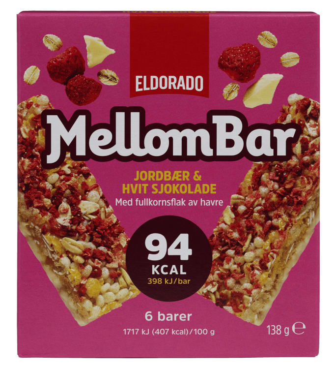 Mellombar Jordbær Hvit Sjokolade 138g Eldorado