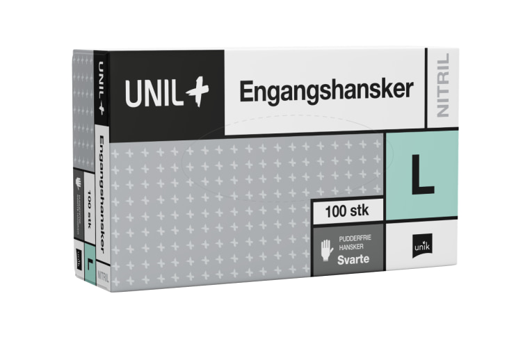 Engangshansker Nitril L Svart 100stk Unil+
