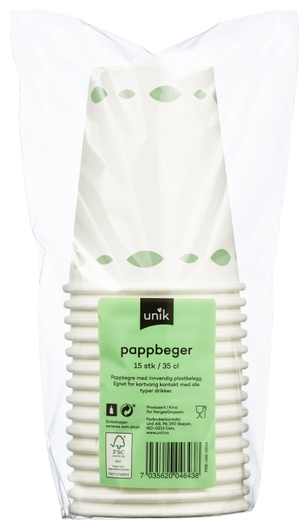 Pappbeger 35cl 15stk Unik