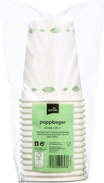 Pappbeger 35cl 15stk Unik