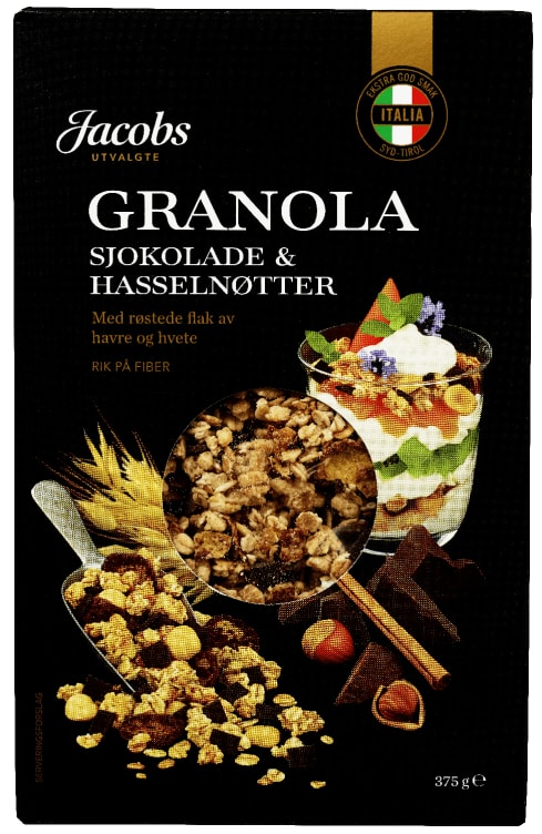 Granola Sjokolade &Nøtter 375g Jacobs Utvalgte