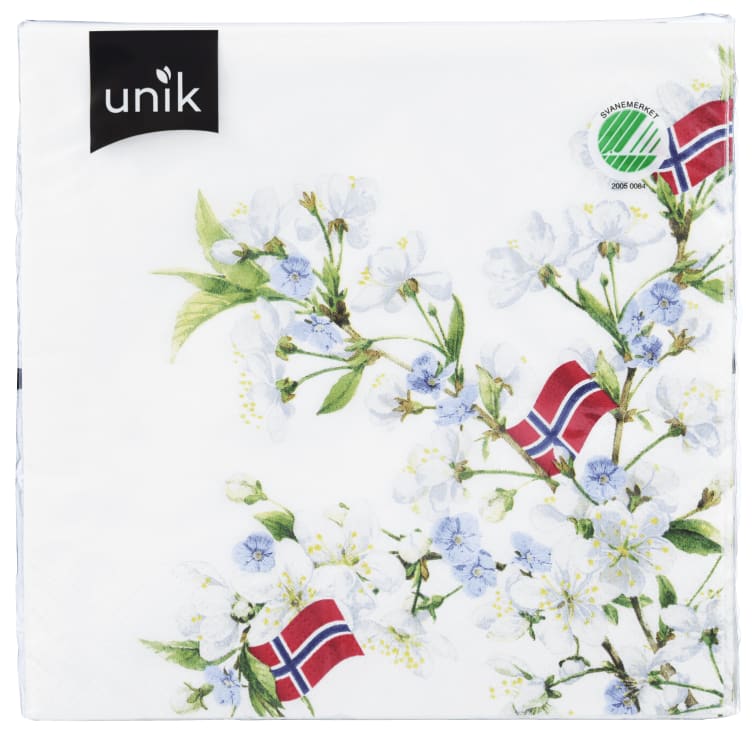 Bilde av Serviett 17.Mai Flagg m/Blomster 20stk Unik