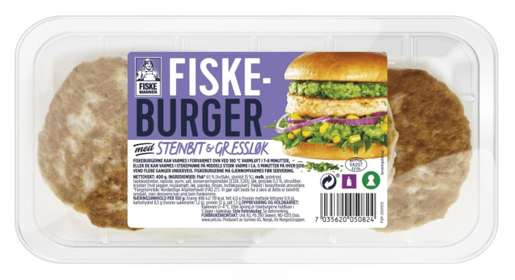 Fiskeburger 65% Steinbit 400g Fiskemannen