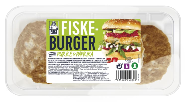 Fiskeburger 65% Purre&Papr 400g Fiskemannen