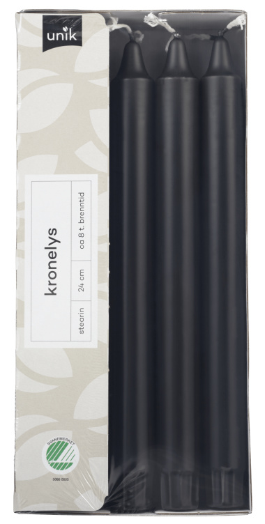 Product Image for Kronelys Sort 24cm 10stk Unik