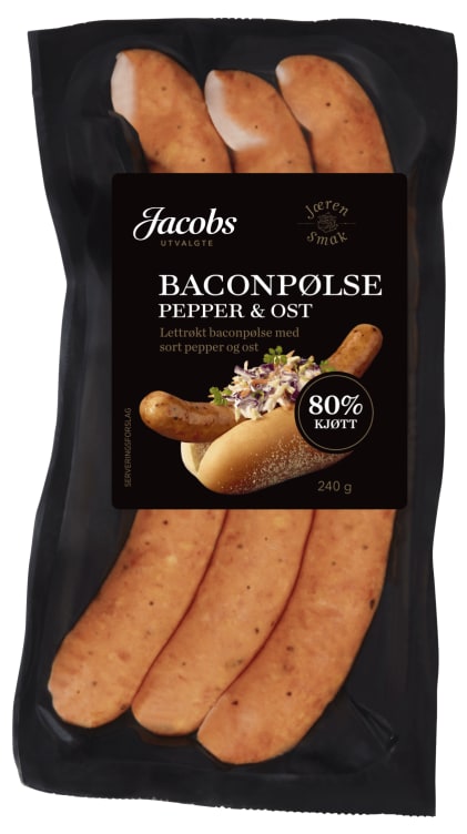 Baconpølse Pepper&Ost 240g Jacobs Utvalgte