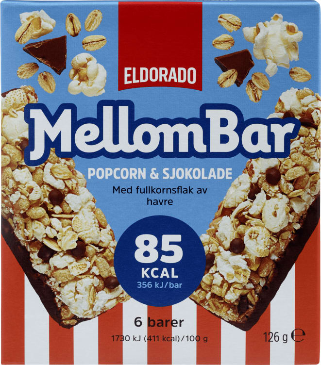 Mellombar Popcorn&Sjokolade 126g Eldorado