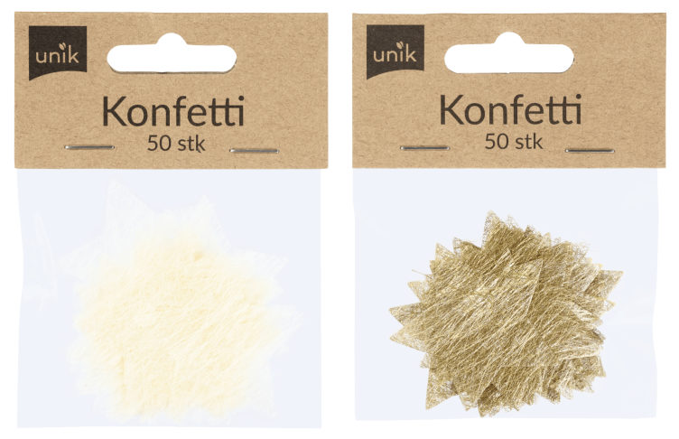 Konfetti Stjerner Gull og Hvit 50stk Unik