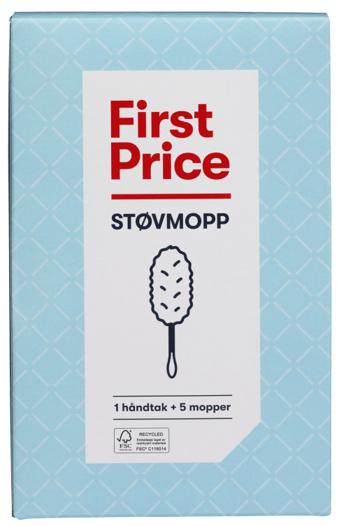 Støvmopp Startsett m/håndtak+5 Mopper First Price