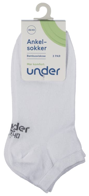 Ankelsokker Bambus Hvit 36/40 3pk Under