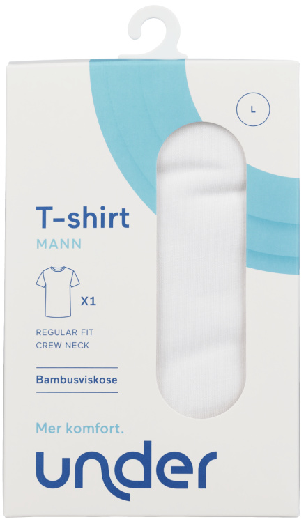 T-Shirt Bambus Hvit L Regular Crew Cut Under