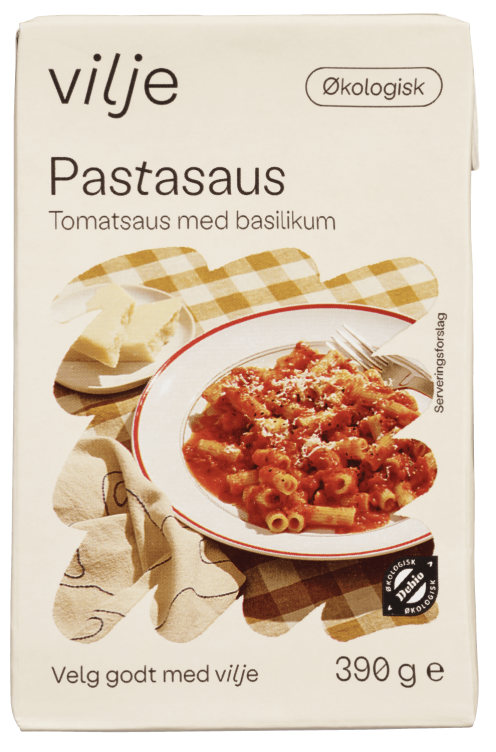 Pastasaus Tomat&basilikum Økol.390g Vilje
