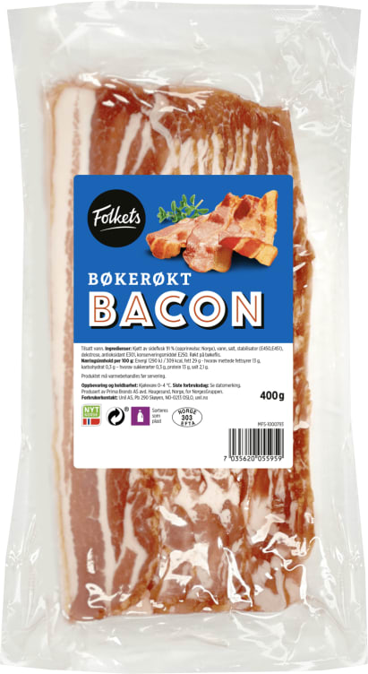 Product Image for Bacon Bøkerøkt skivet 400g Folkets