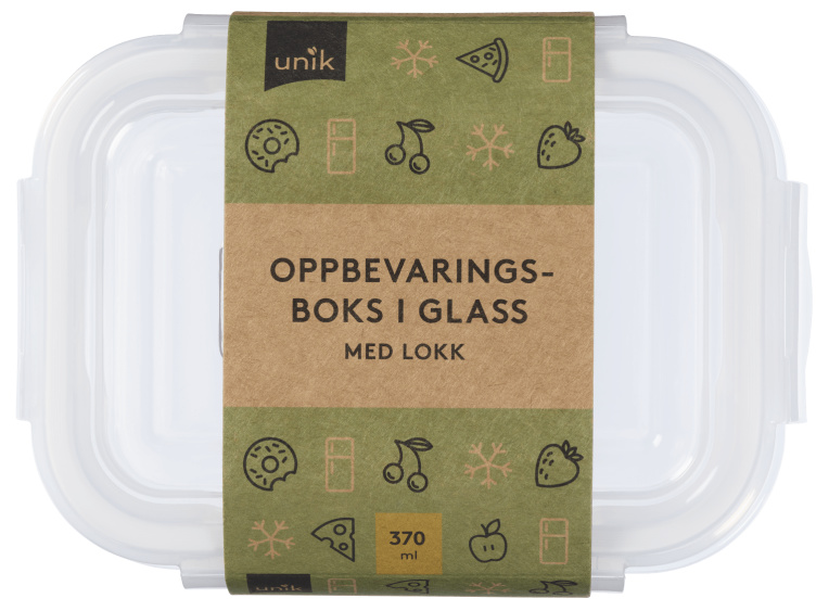 Matboks i glass 370ml Unik