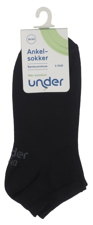 Ankelsokker Bambus Sort 36/40 3pk Under