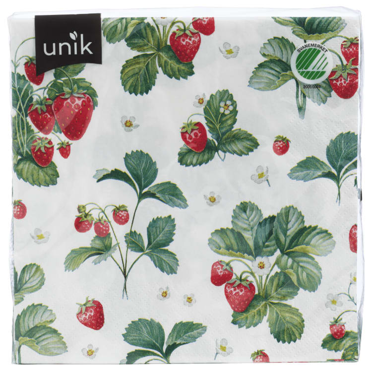 Serviett Markjordbær 20stk Unik