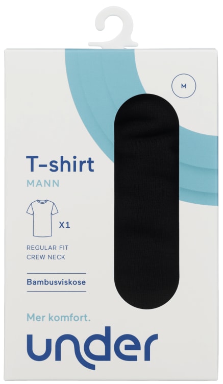 T-Shirt Bambus Sort Mann M Regular Under