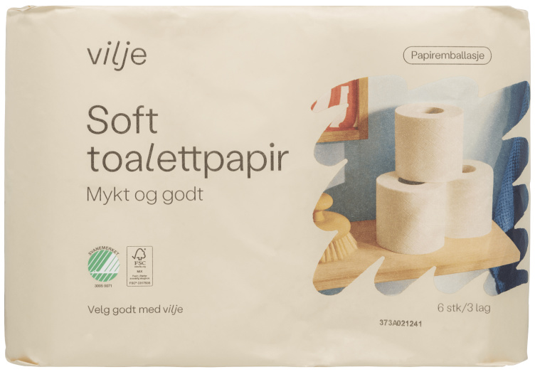 Toalettpapir Soft 6rl i Papiremballasje Vilje