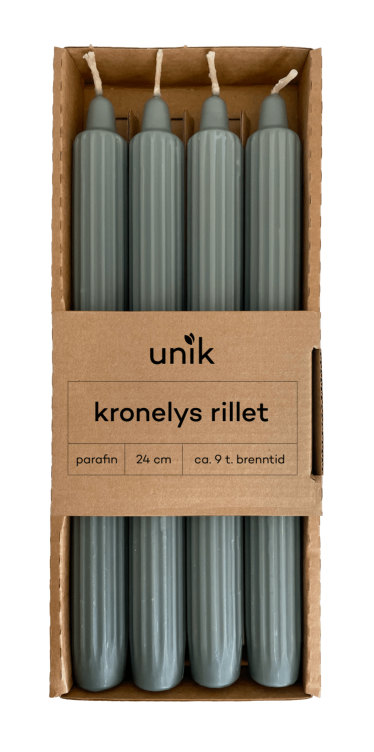 Kronelys Grønn Rillet 4stk Unik