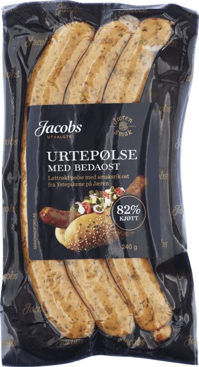 Urtepølse m/bedaost 240g Jacobs Utvalgte