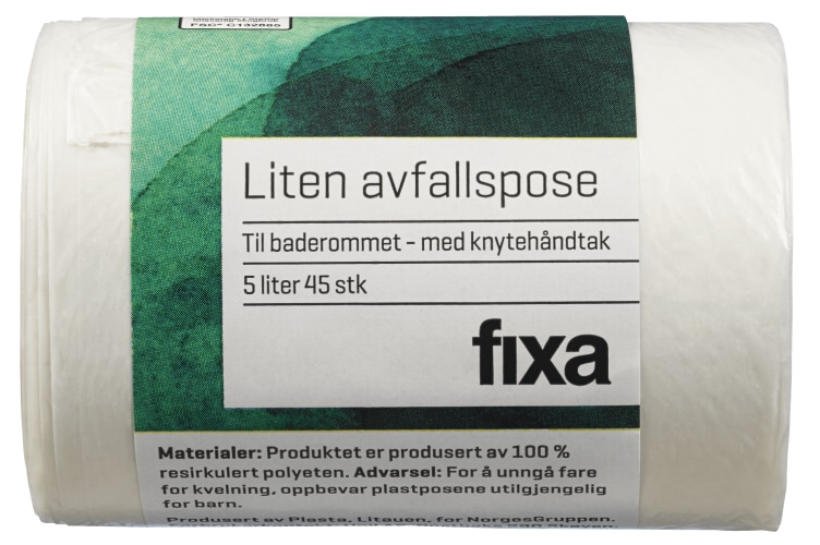 Avfallsposer Baderom 5l 45stk Fixa