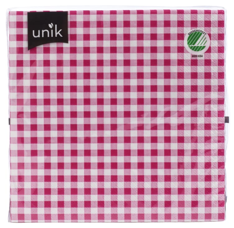 Serviett Rødrutet 20stk Unik