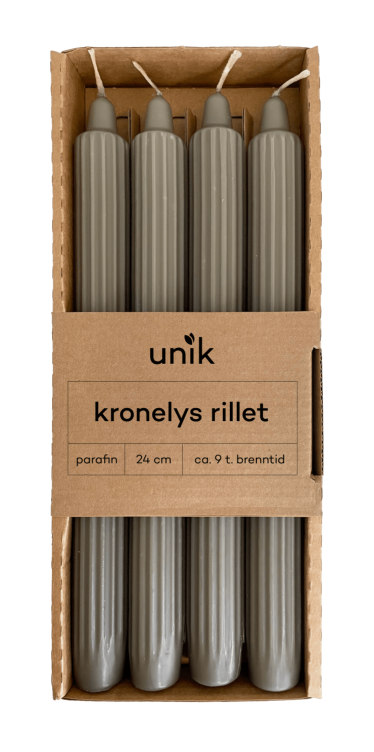 Product Image for Kronelys Grå Rillet 4stk Unik