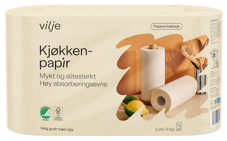 Tørkerull Soft 3rl i Papiremballasje Vilje