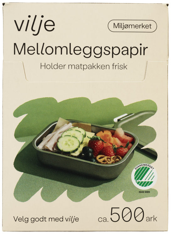 Mellomleggspapir 500ark Vilje