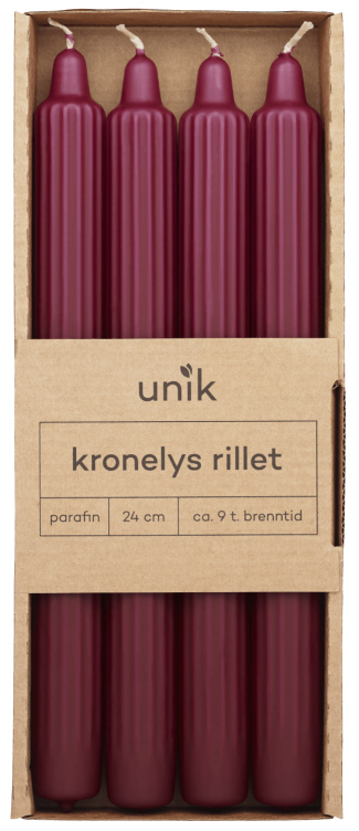 Kronelys Rød Rillet 4stk Unik