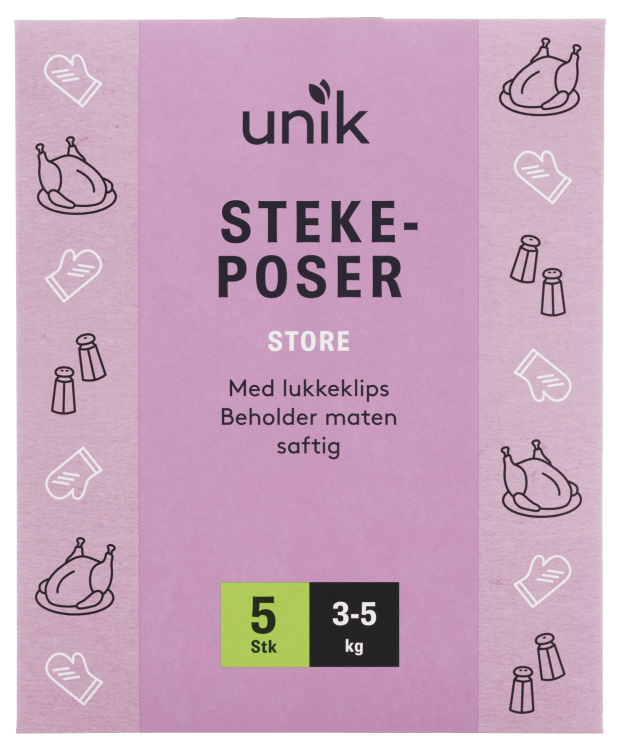 Stekepose m/Lukkeklips 3-5kg 5stk Unik