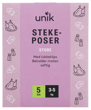 Stekepose m/Lukkeklips 3-5kg 5stk Unik