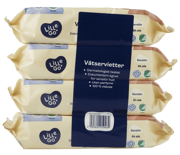Våtservietter Plastfri 4x64stk Lillego’