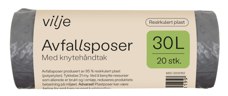Avfallsposer 30l 20stk Vilje