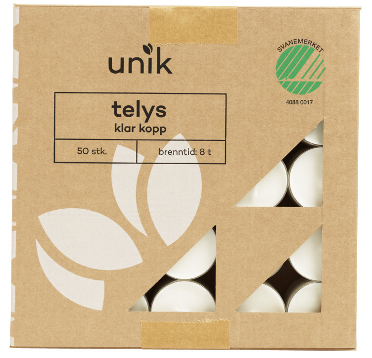 Telys 8t Klar Kopp 50stk Unik