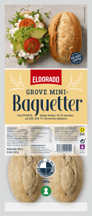 Bilde av Minibaguett Grove Fullkorn m/Linfrø 300g Eldorado