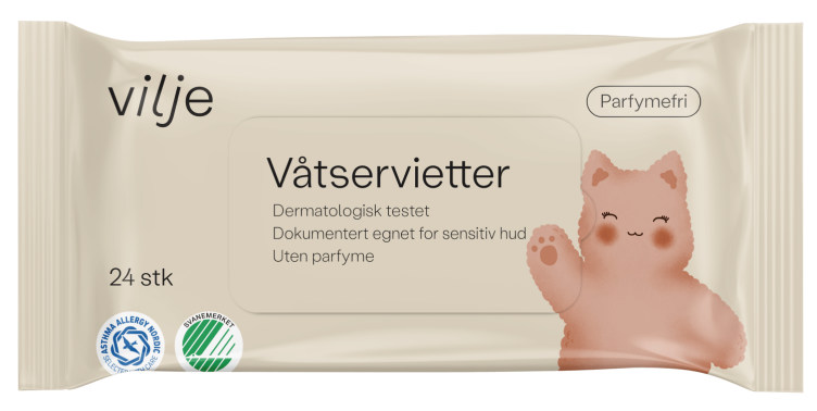 Våtservietter Plastfri 24stk Vilje