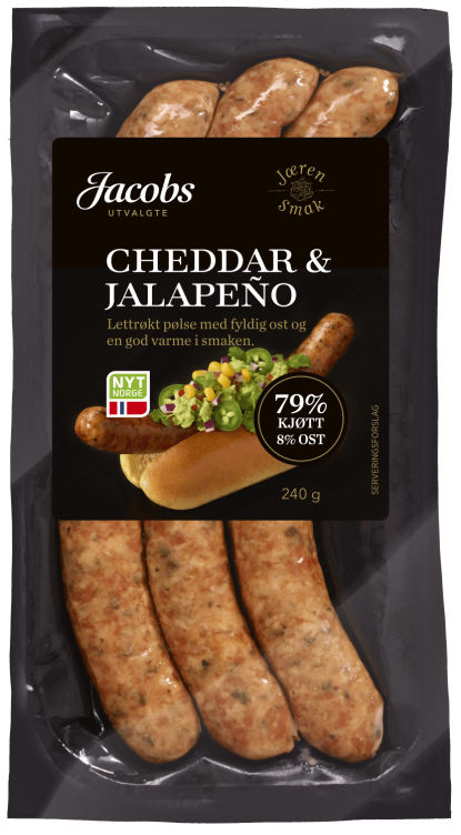 Product Image for Pølse Cheddar &Jalapeno 240g A.Idsøe/Jacobs