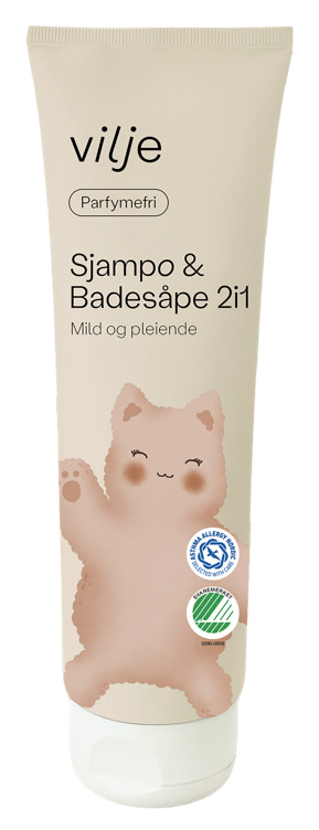Sjampo&badesåpe 2i1 Parfymefri 250ml Vilje