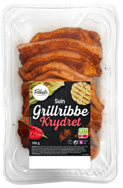 Svin Grillribbe Krydret 700g Folkets