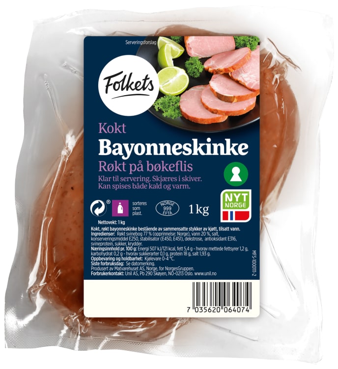 Bayonneskinke Kokt 1kg Folkets
