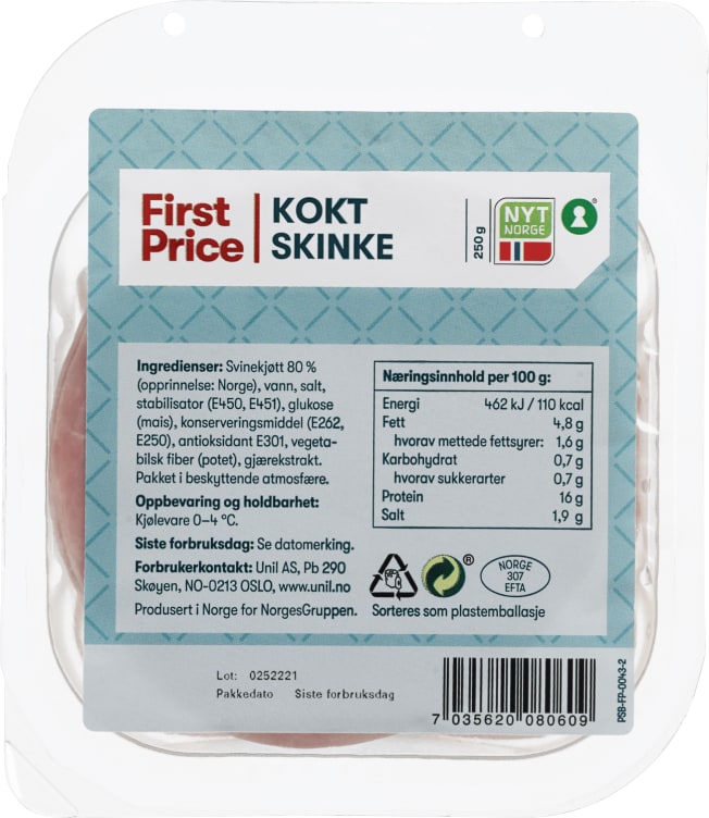 Skinke Kokt 250g First Price