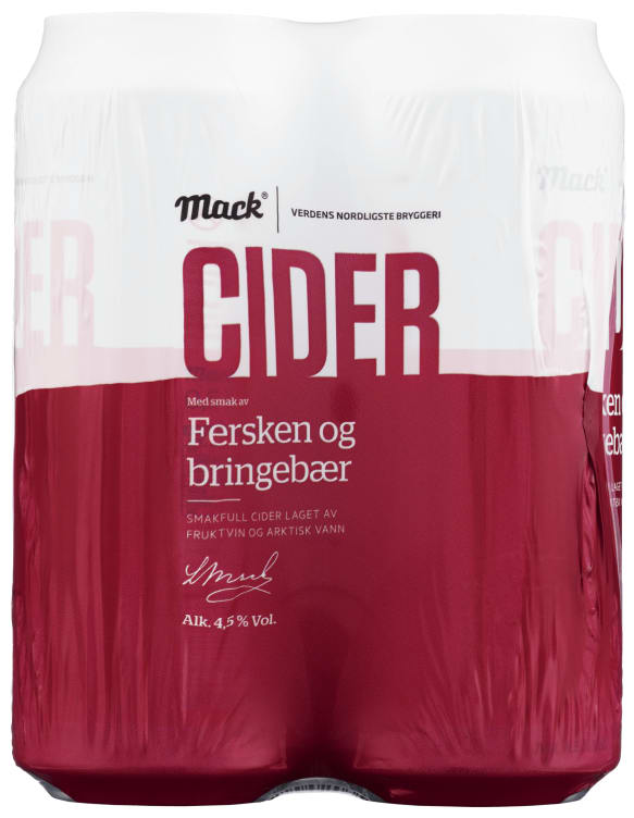 Mack Cider Fersken&Bringebær 0,5lx4 boks